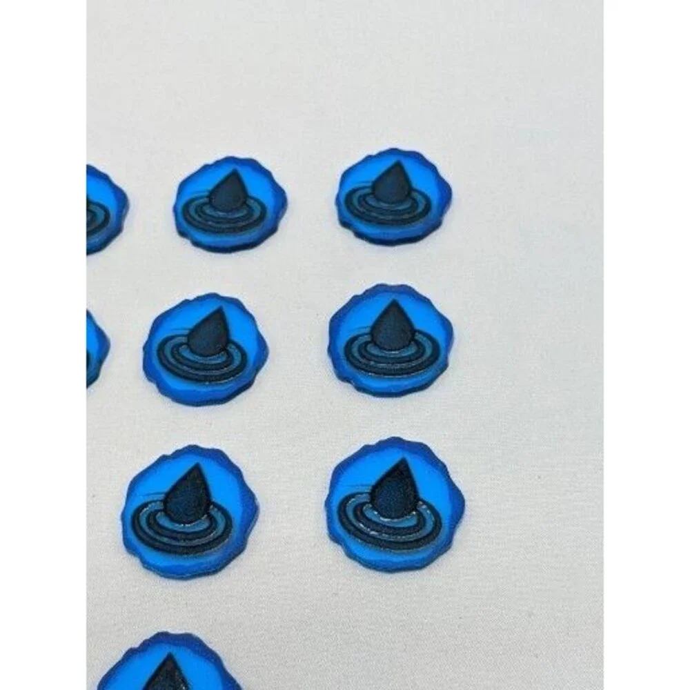 Lot Of (10) Spirit Island Acrylic Water Element Tokens